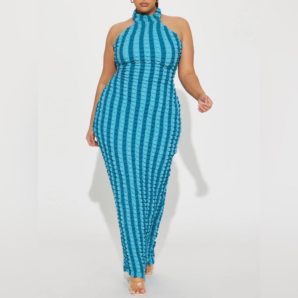 Fashion Nova Strapless Blue Dress